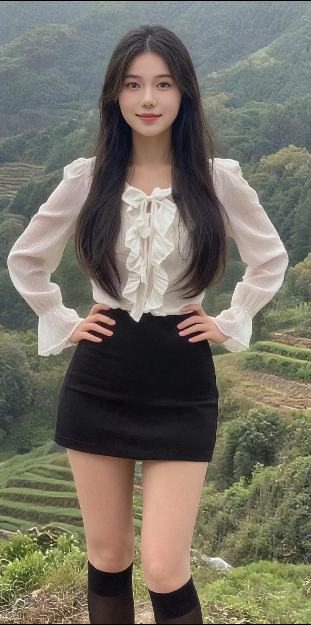 山间佳人立，风姿似画卷。