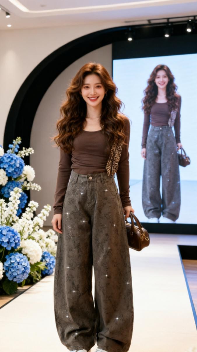 穿搭灵感制造机 审美提升穿搭 2026春夏穿搭 模特走秀宽腿裤 挑战秀场穿搭天花