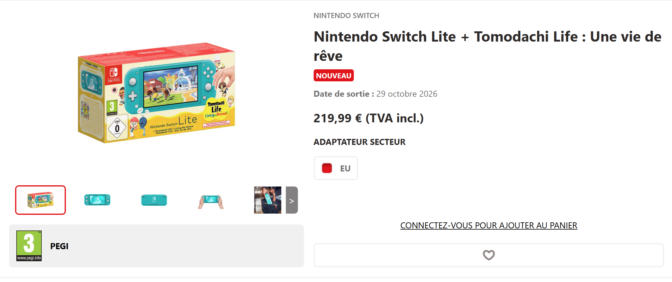 任天堂上架了Switch Lite和《朋友收集梦想生活》的同捆新套装，售价219