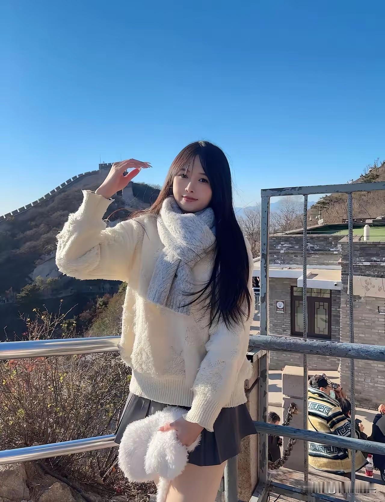 打卡长城，冬日暖阳下的少女心