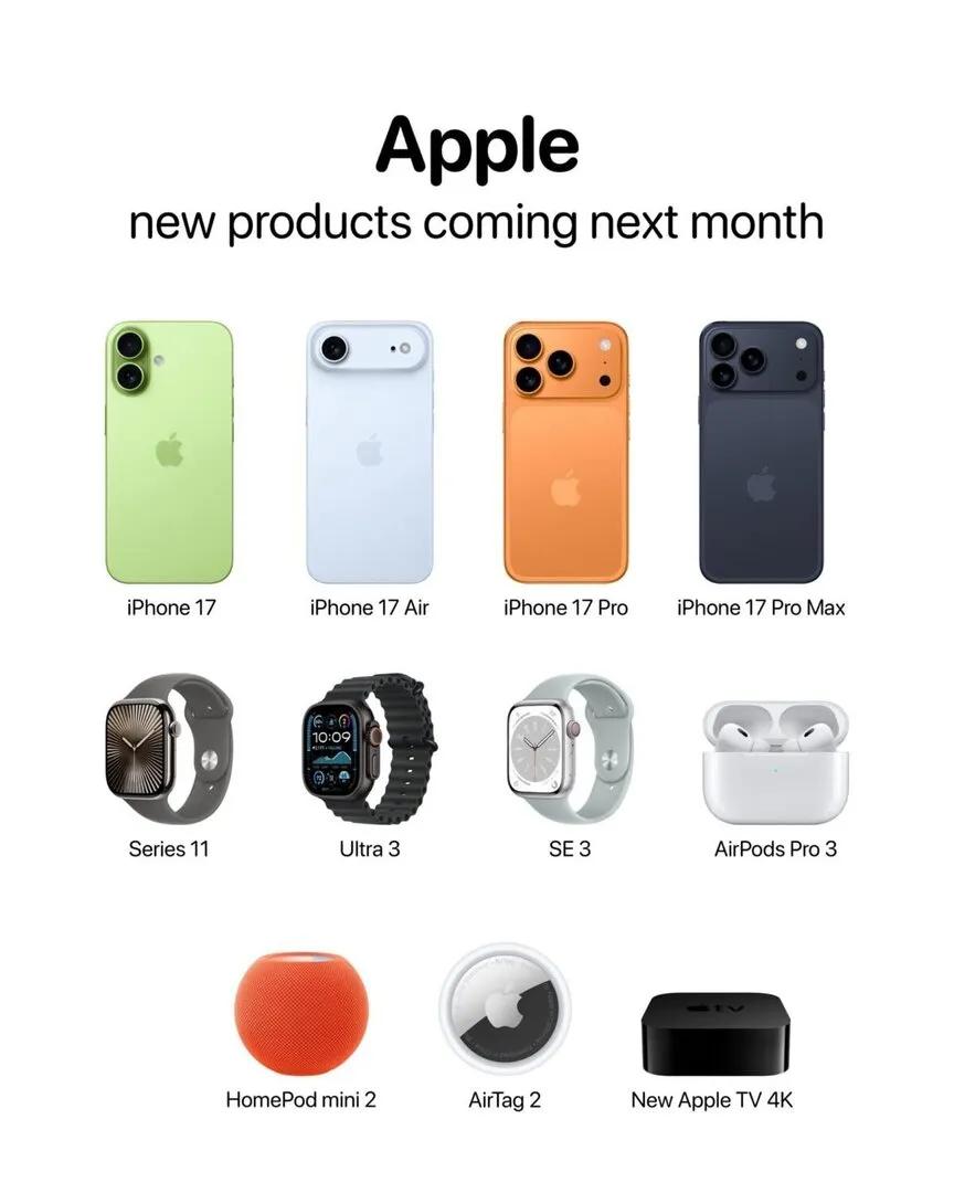 外媒爆料，今年的苹果新品除了iPhone17系列之外，还有Apple Watch