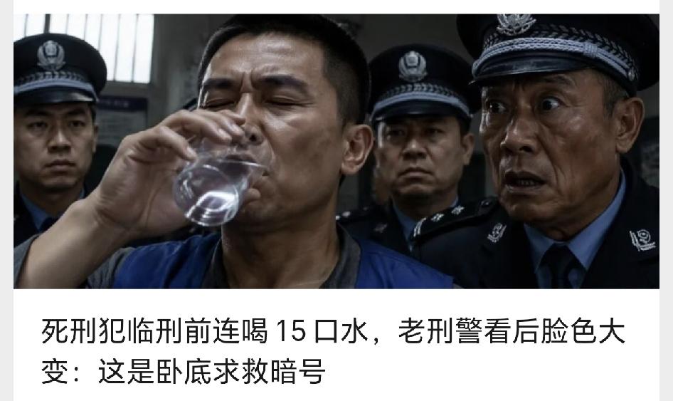 死刑犯临刑前连喝15口水，老刑警看后脸色大变：这是卧底求救暗号


说实话，这个