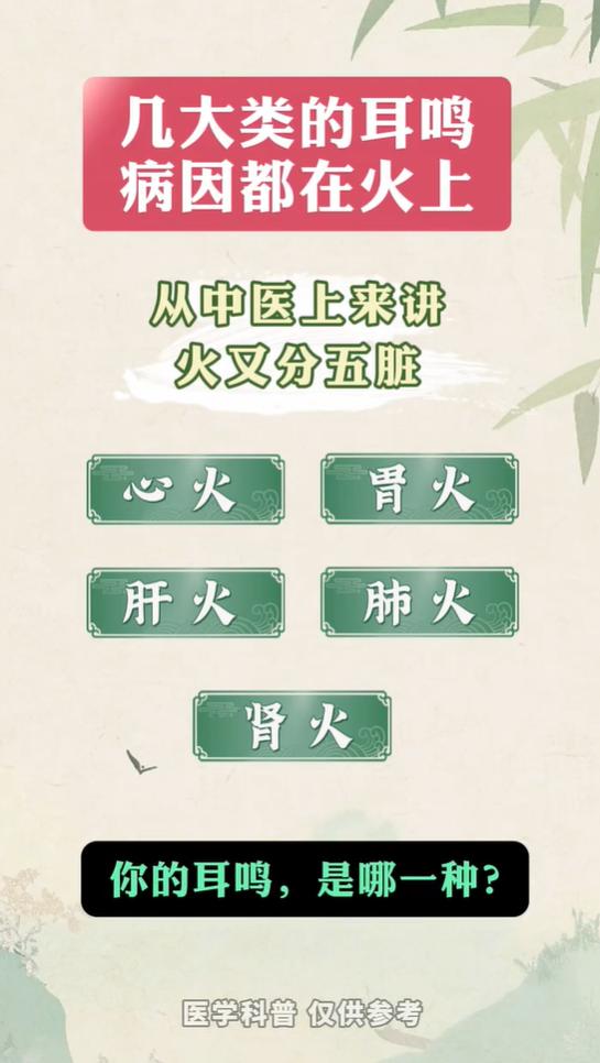 耳鸣总不好，多半是心、肝、胃、肺、肾上火