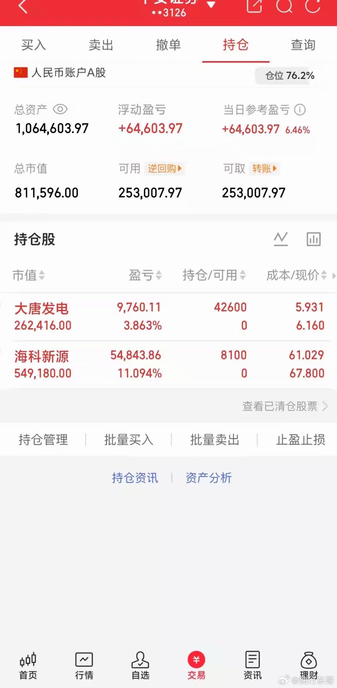 100万本金挑战｜年度目标实现数倍收益！操作记录第1天持：海科新源      大