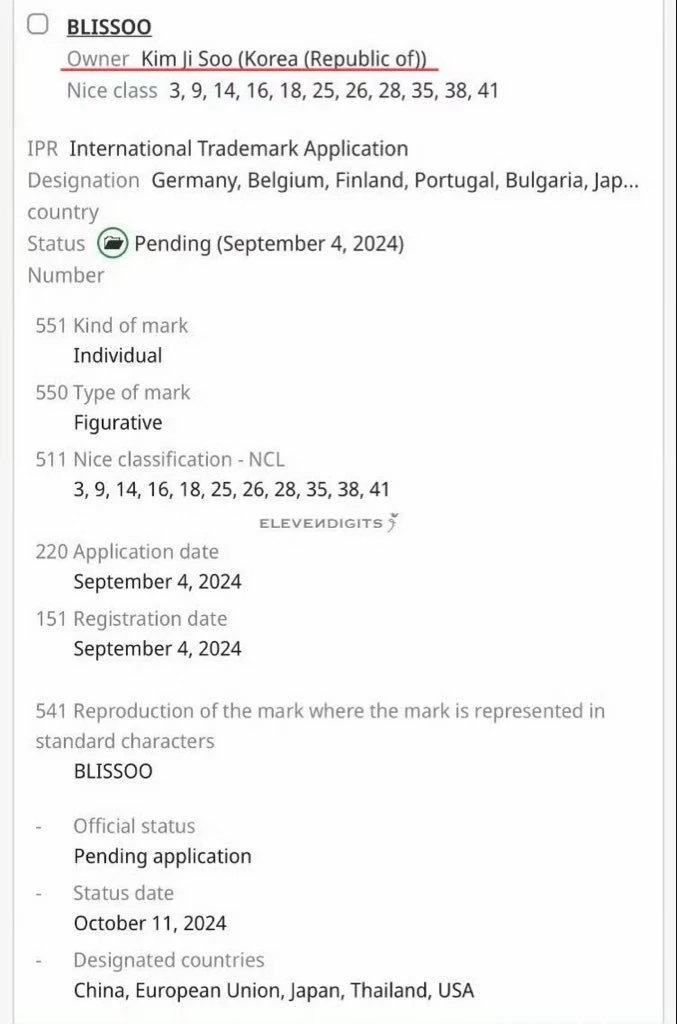 Blissoo从始至终创始人只有金智秀一个，每个权威机构都可以查到，并没有自己的