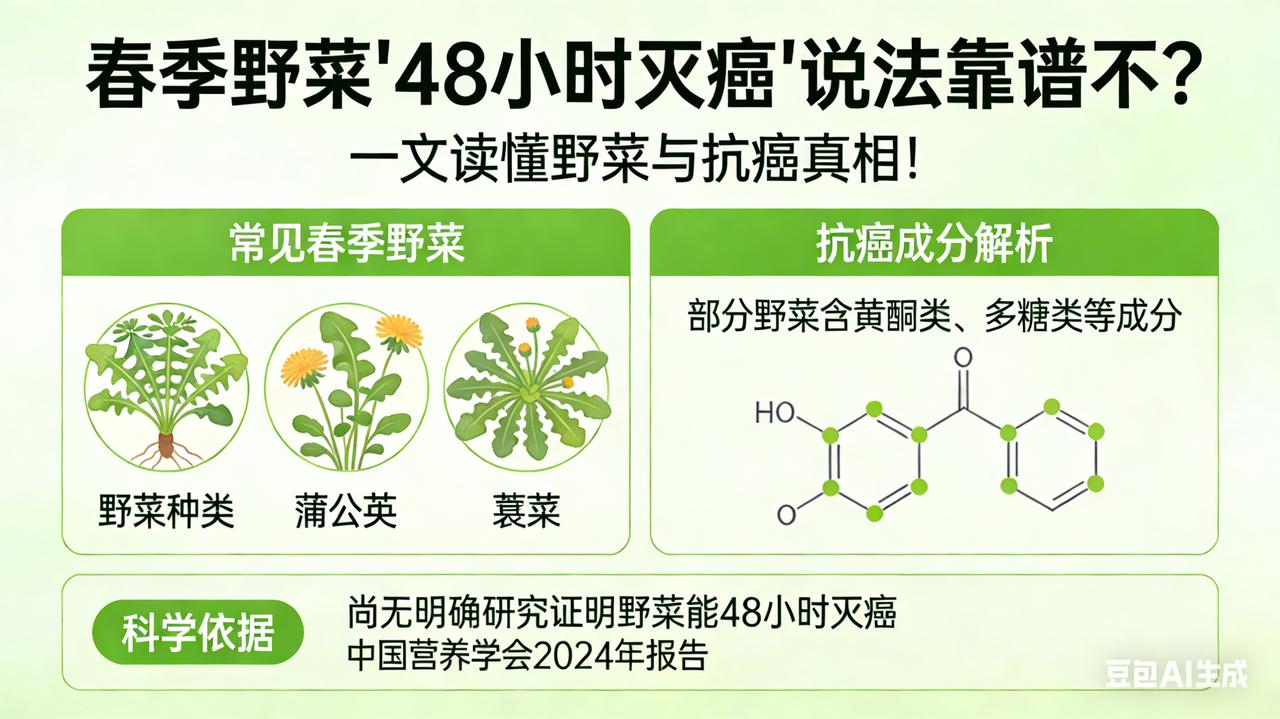 春季野菜“48小时灭癌”说法靠谱不？一文读懂野菜与抗癌真相！

春季野菜“抗癌神
