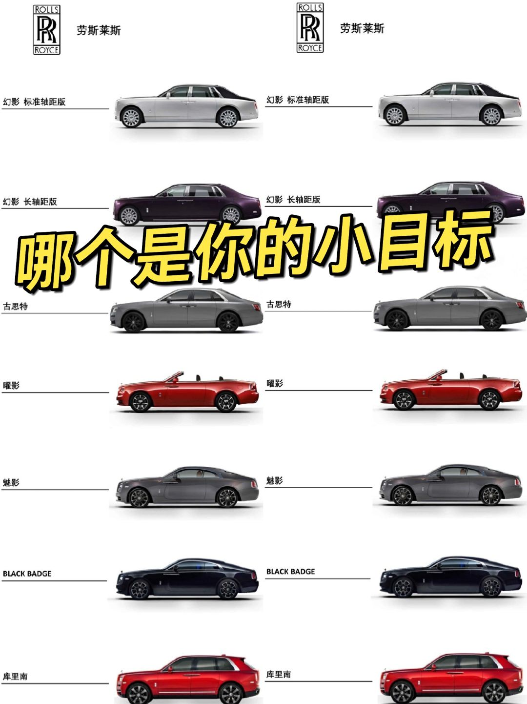 劳斯莱斯车型，哪个是你的小目标？