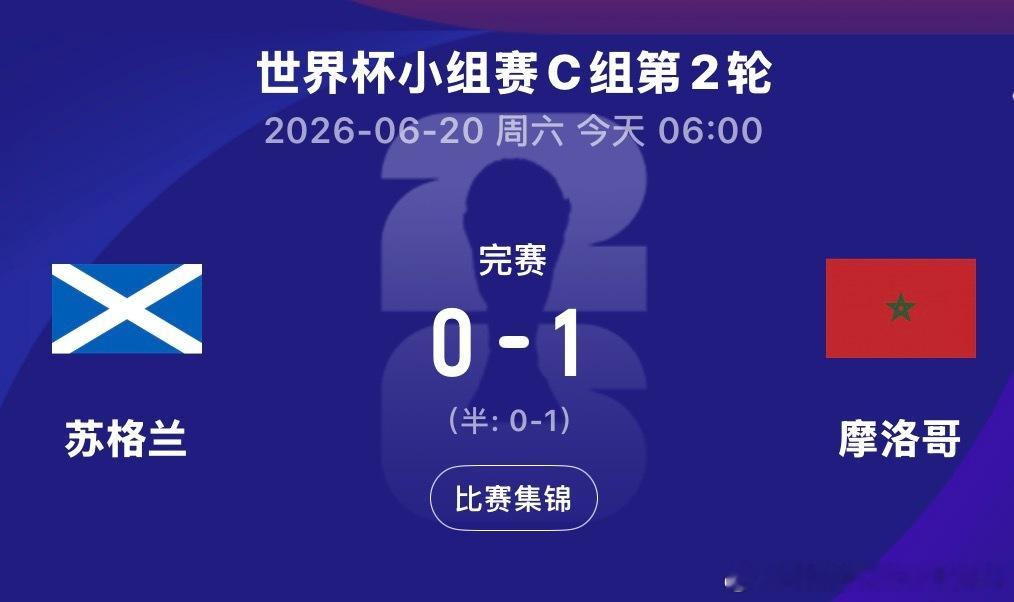下半场，赛巴里射门击中门框，麦克托米奈￼在比赛尾声阶段劲射造险，最终摩洛哥队以1