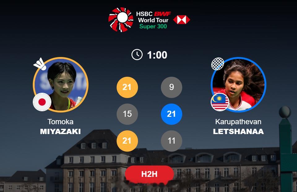 女单 1/16赛 宫崎友花(4) 21-9 15-21 21-11 蕾莎娜阿花也