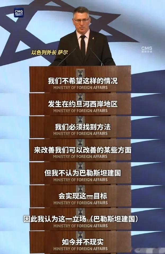 以色列外长称巴勒斯坦建国不现实
 
法新社11月11日报道，以色列外长吉德翁·萨