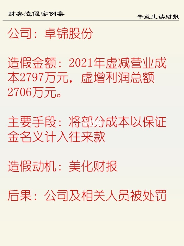 财务造假案例集 | 77 卓锦股份