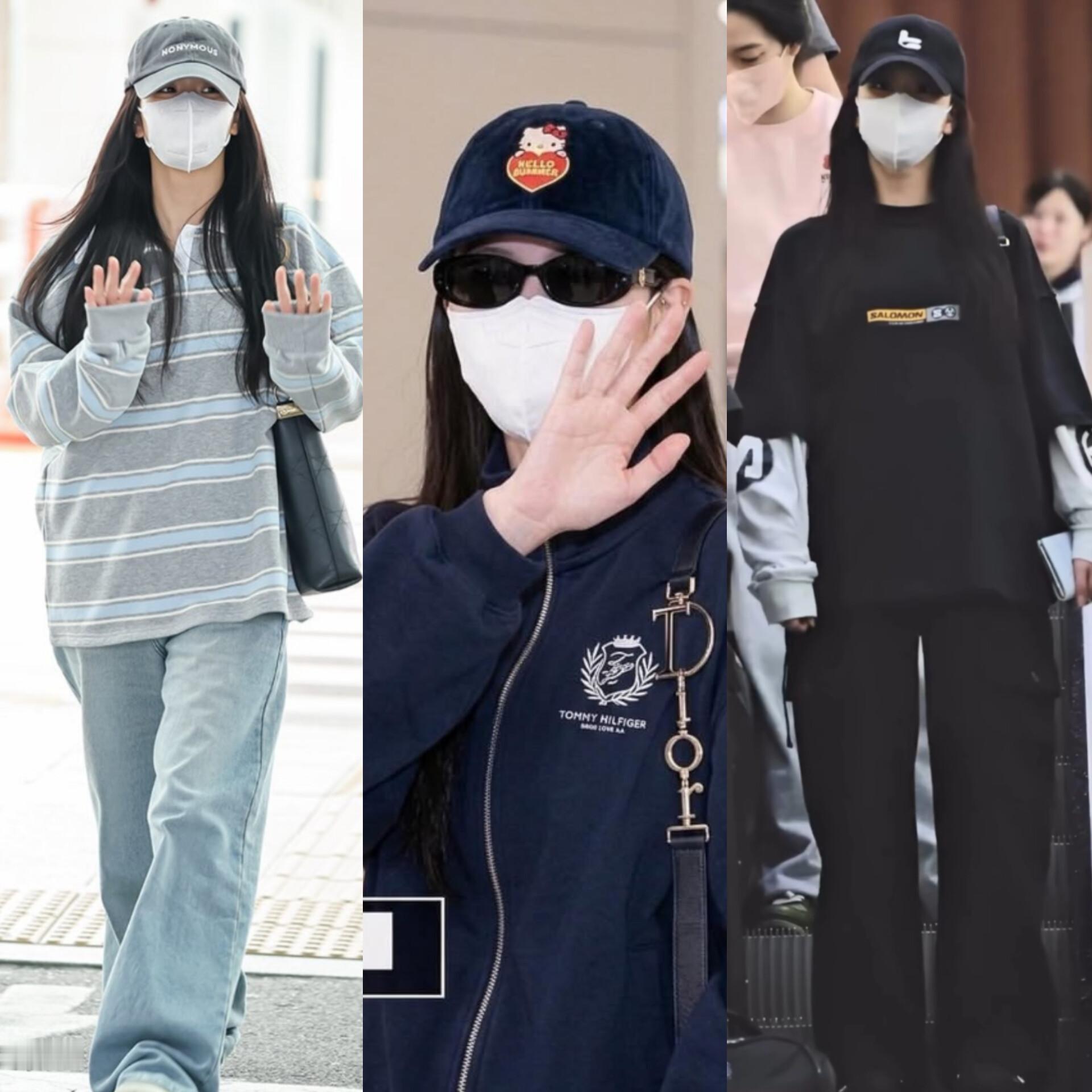 我发现，JISOO的机场造型都是怎么舒服怎么来舒适胜过时尚，而且在很多套衣服里还