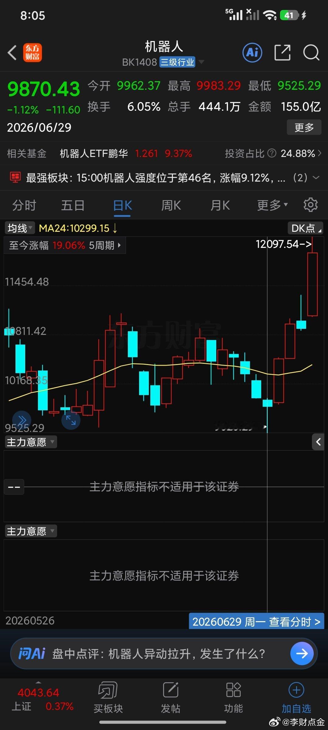机器人这个板块走的非常漂亮，大家喜欢什么板块我觉得好的有必要讲的我会给你讲 讲完
