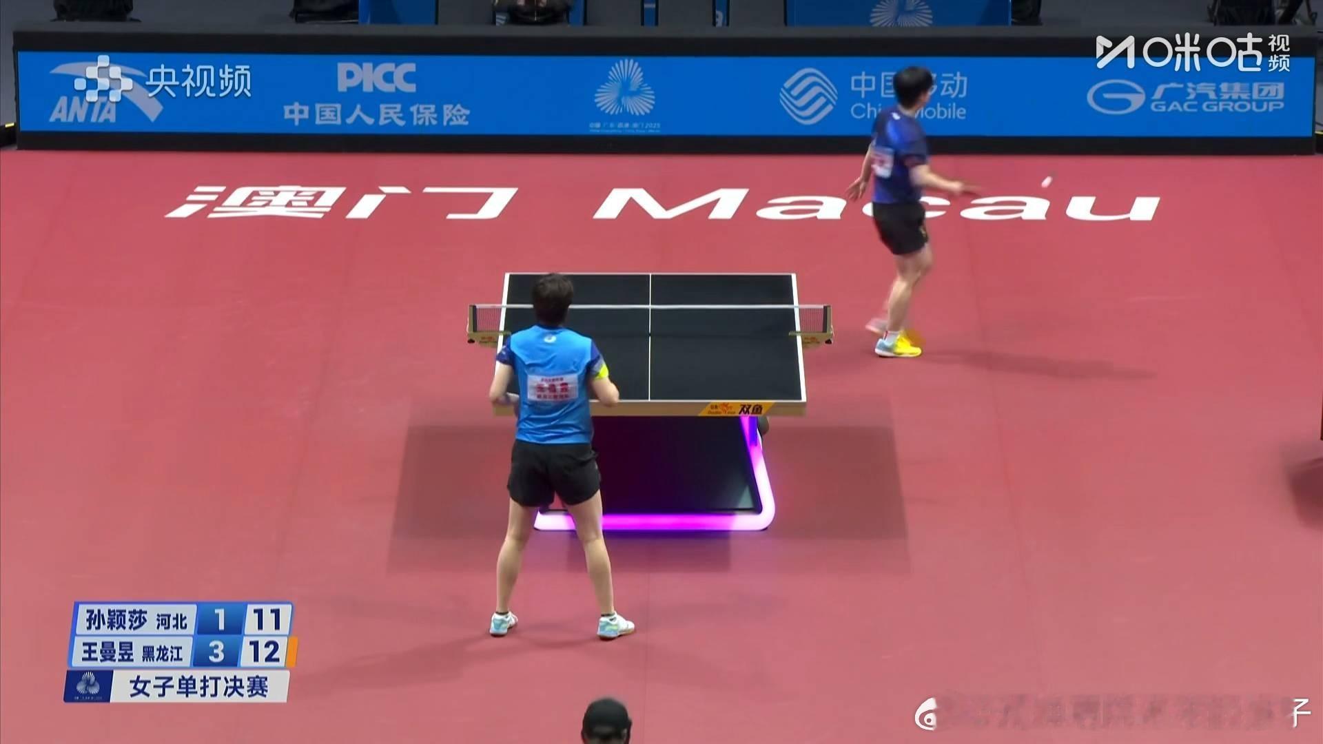 孙颖莎16：14王曼昱拿下第五局 大比分二比三 