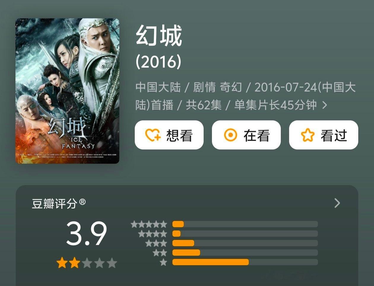 冰湖这个3.2比耀客十年前的古偶大制作幻城还低 