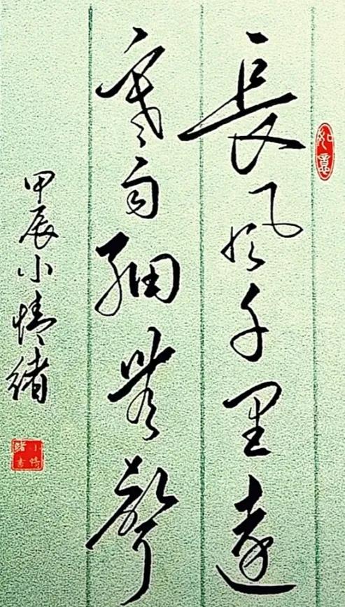 草书欣赏
“长风千里远，寒雨细无声”；“寒塘渡鹤影，冷月葬花魂”！
#秋日生活碎