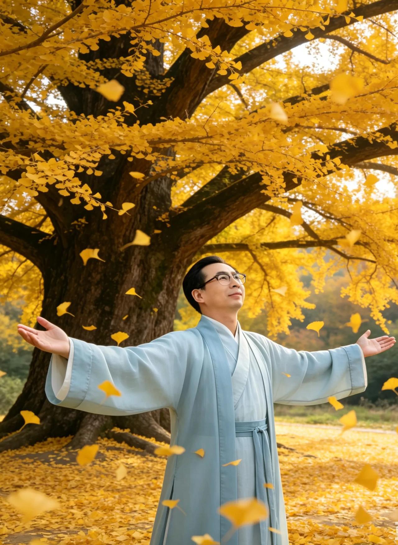 拥抱落叶
文｜孙玉良
西风卷尽满树黄
漫天落叶舞霓裳
曾共繁枝撑碧伞
今随断梗委