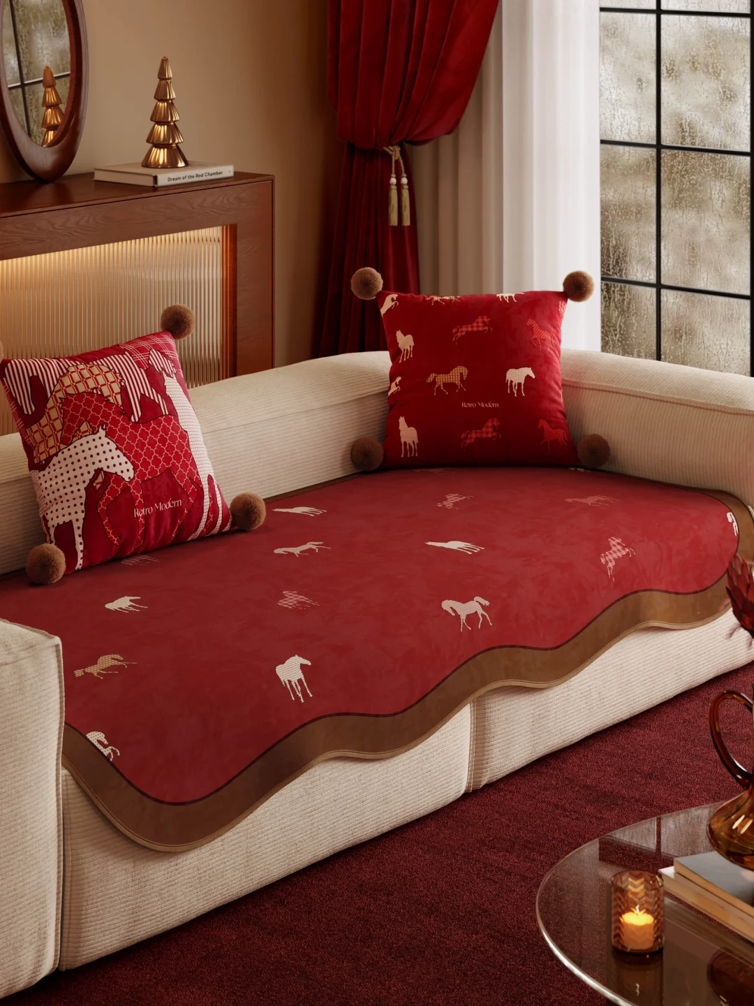 新年宅家仪式感🔴小马驹红沙发垫时髦值max！