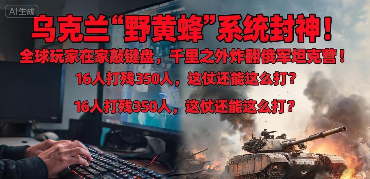 《乌克兰"野黄蜂"系统封神！全球玩家在家敲键盘，千里之外炸翻俄军坦克营！16人打