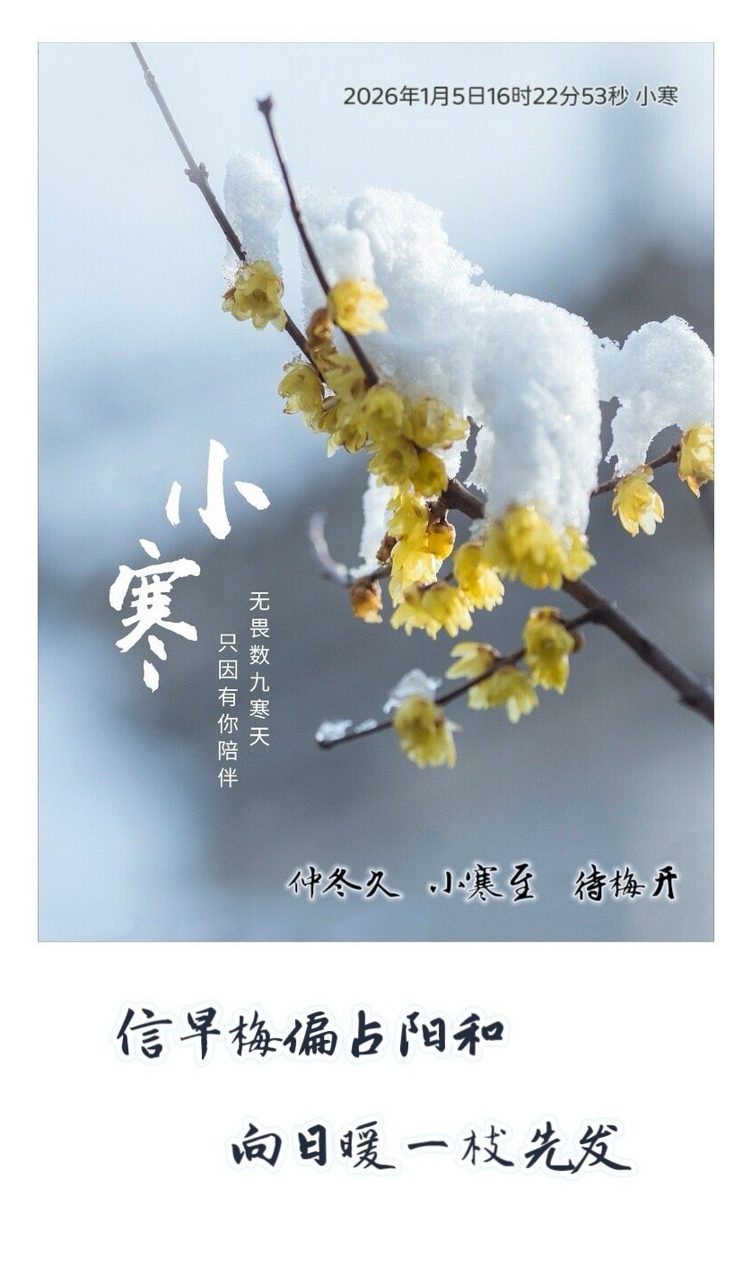 今日16时22分53秒小寒  【 “信早梅偏占阳和，向日暖一枝先发” ——读柳永