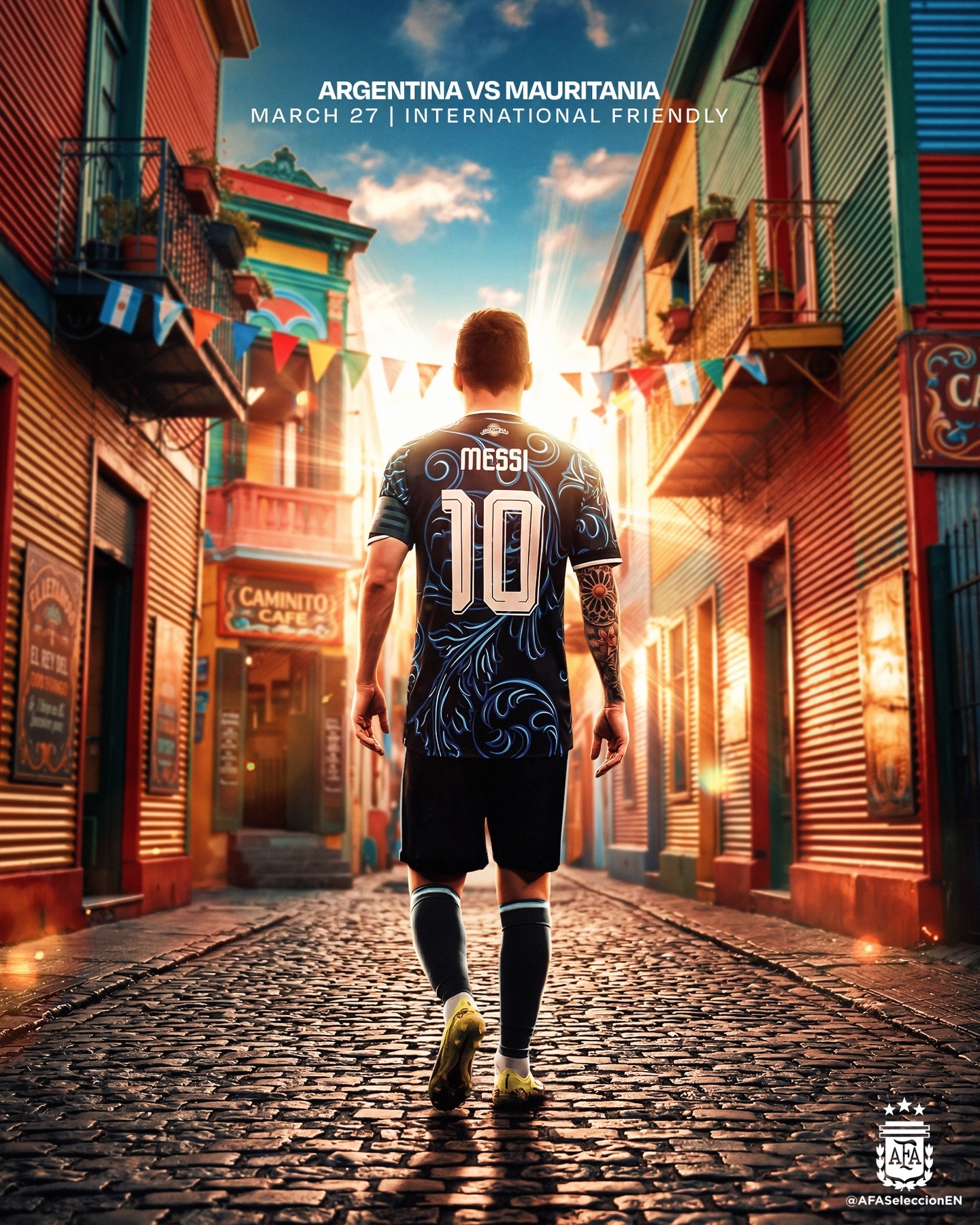 阿根廷国家队英文官方：世界冠军今天比赛！ 👊🇦🇷梅西阿根廷vs毛里塔尼亚