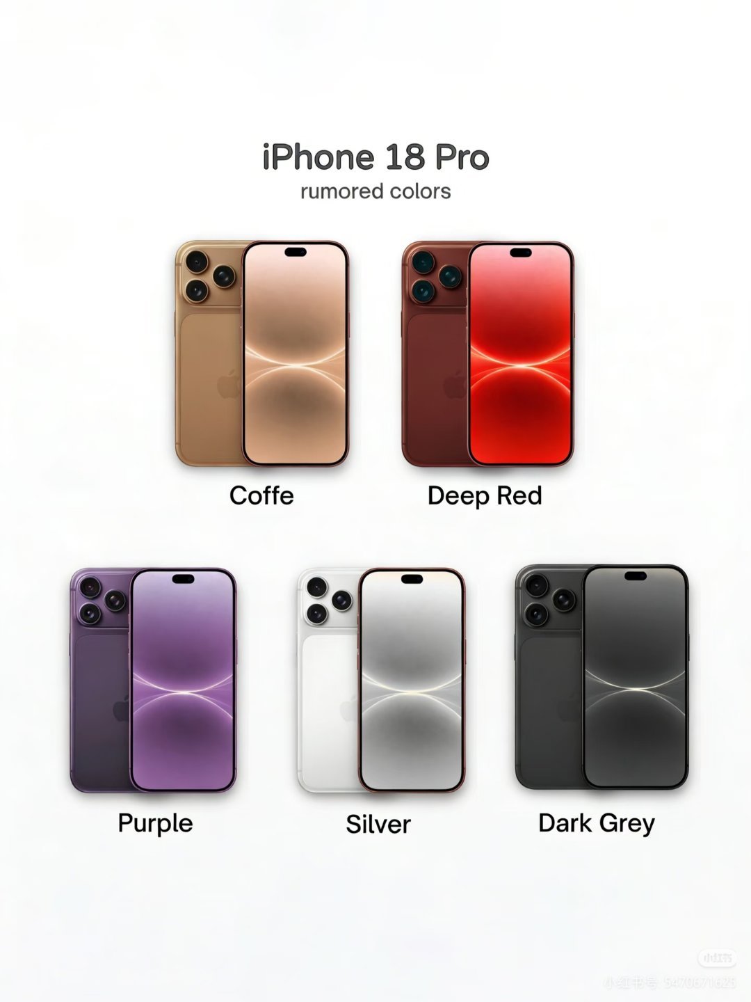 iPhone18Pro配色前瞻灰，银，深红色