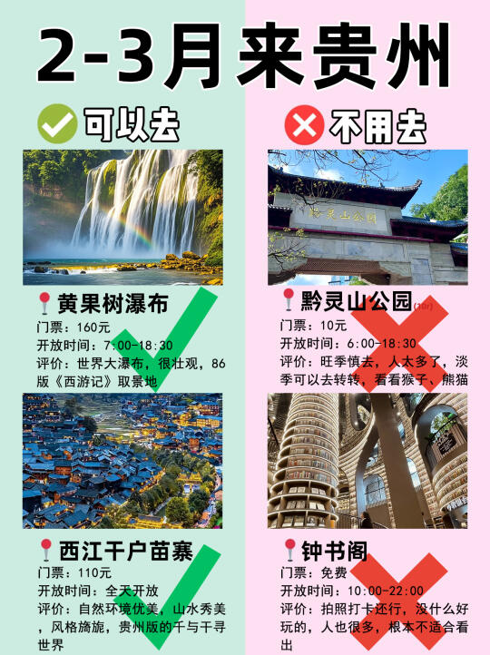 贵州2月景点红黑榜📍建议去🆚不建议去