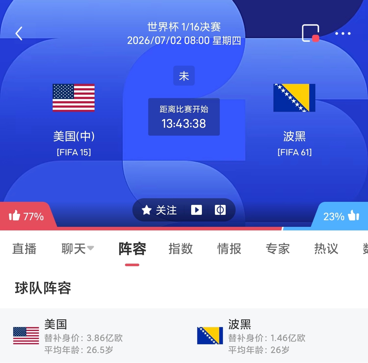 周三082 世界杯🏆🇺🇸美国VS波黑⚽更多 足球计划臻选开赛时间：07-0