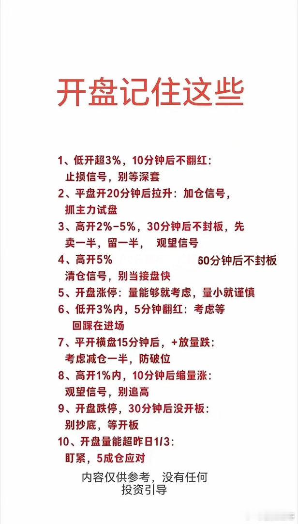 在股票市场炒股，有个超实用的开盘口诀得记好：“集合竞价很重要，盘中更要量跟上。量