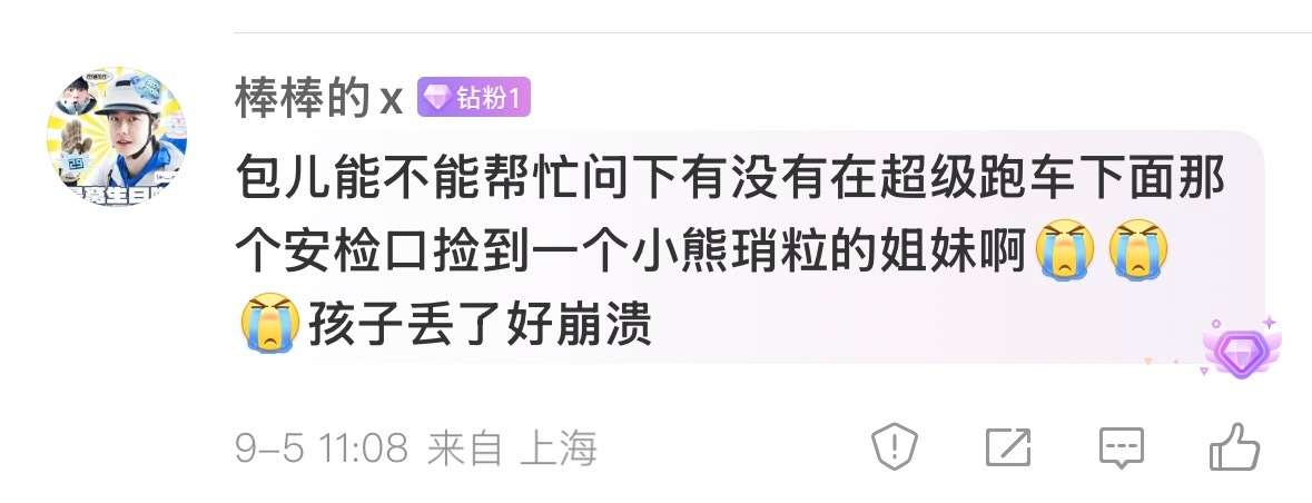 孩子丢了 孩子又丢了 有无人捡到小熊琑粒！！ ​​​