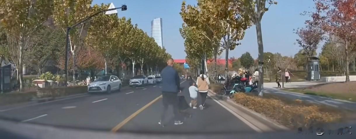 一家三口横穿马路还耍横，男子鸣笛遭竖中指拦车，没理还嚣张太膈应
 
开车遇横穿马