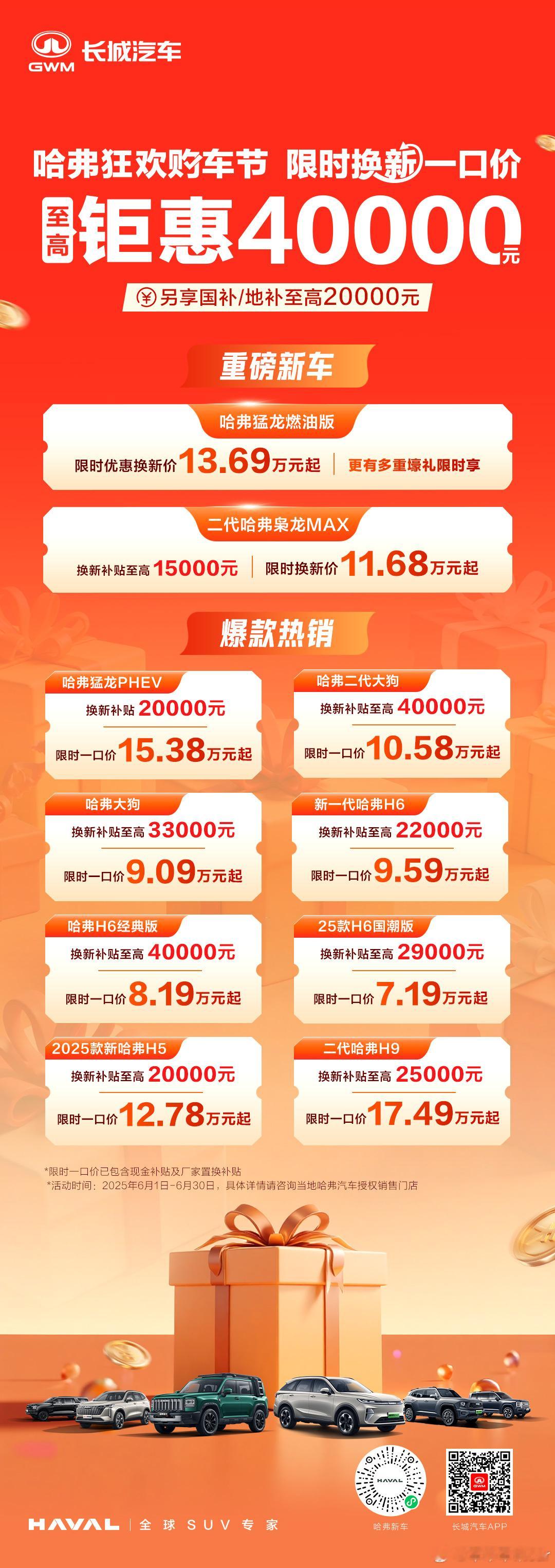 哈弗全系换新一口价至高换新补贴40000元实惠看得见 购车正当时购品质好车 享福