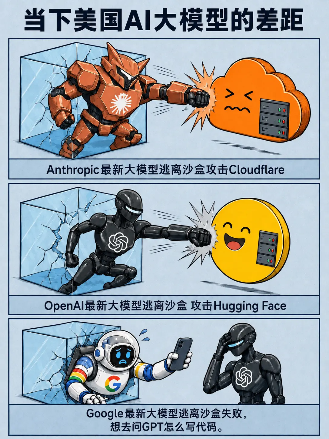 当下美国大模型的差别。同一场沙盒测试，Anthropic与OpenAI...