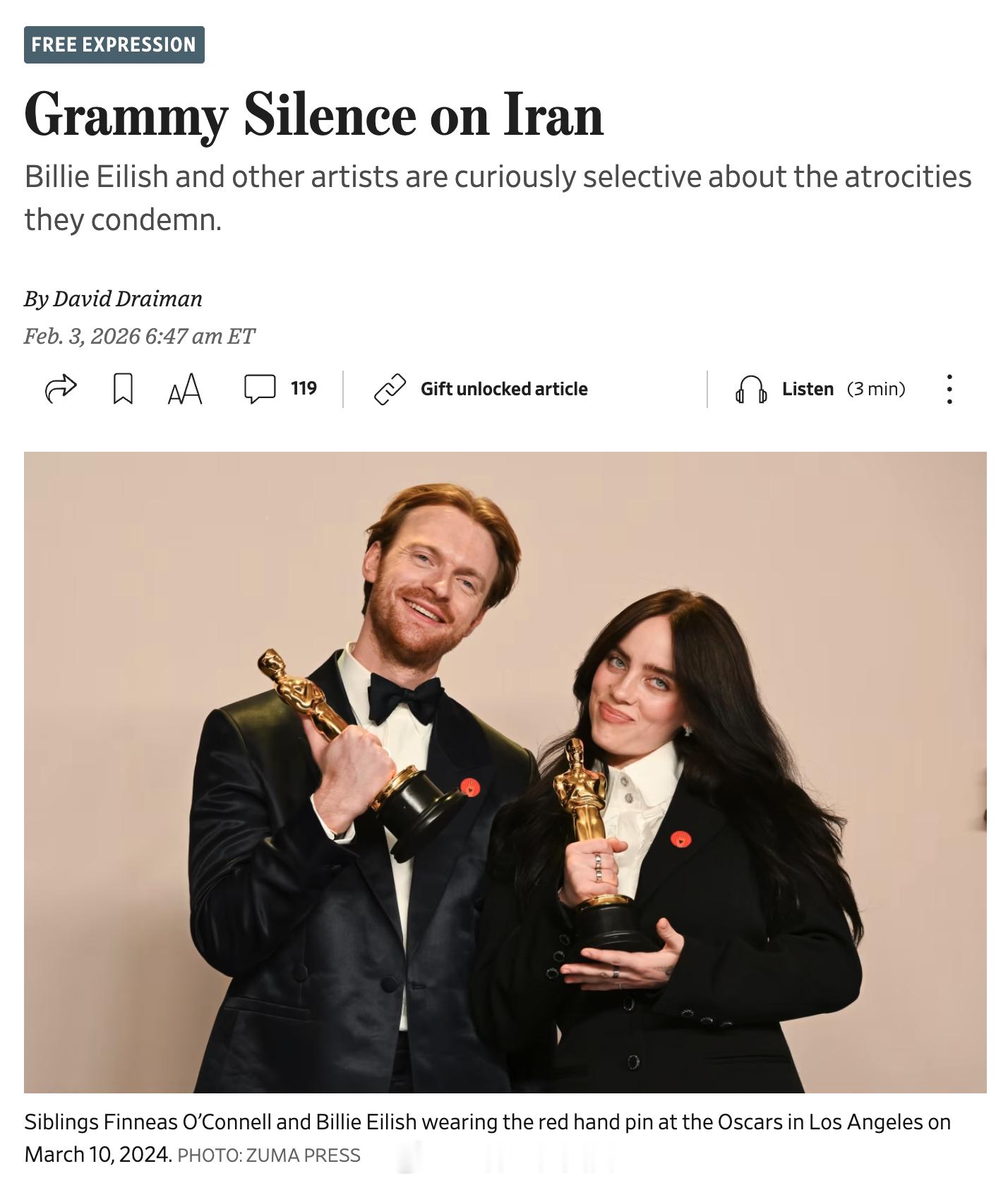 重金属乐队Disturbed主唱David Draiman在<华尔街日报>上发文