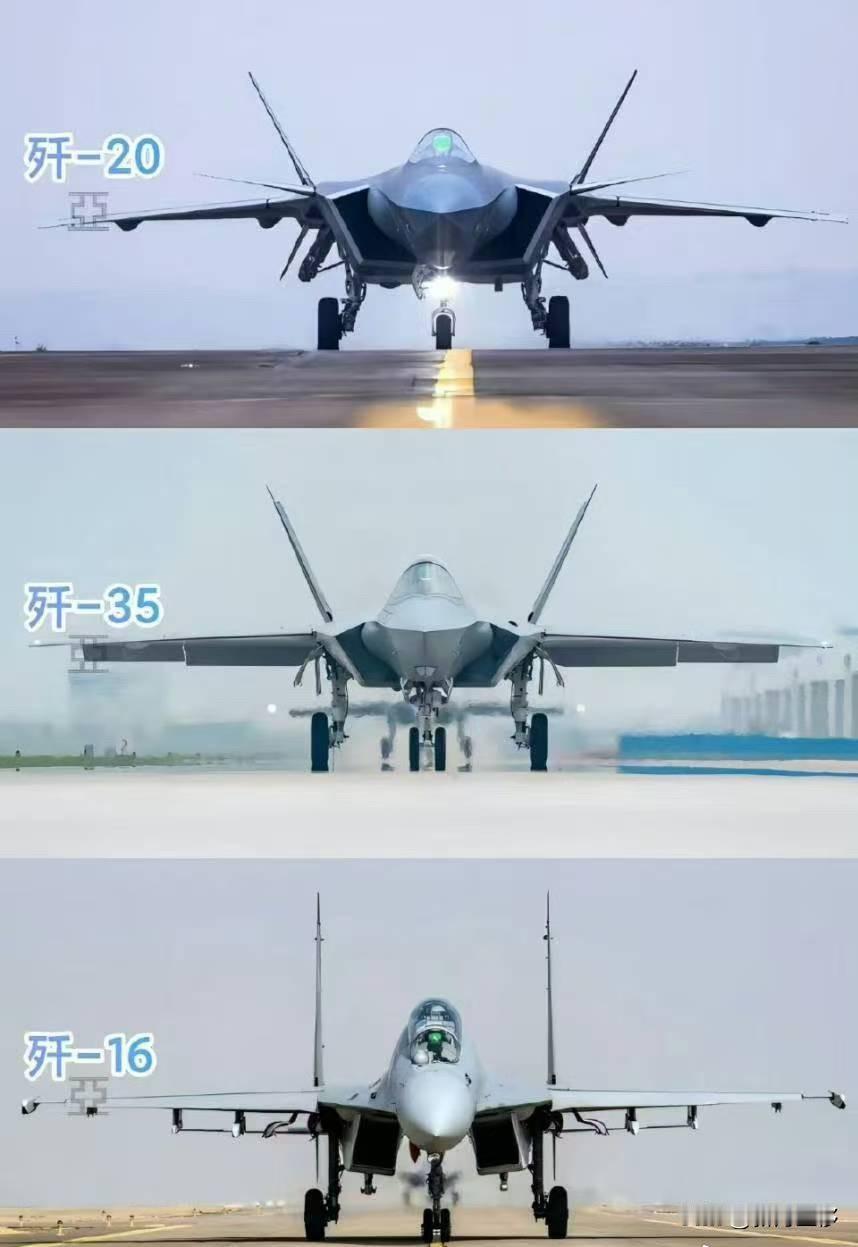 歼20，歼35，歼16正装官照，英气逼人！

歼20正视图比例机身硕大，机翼相对