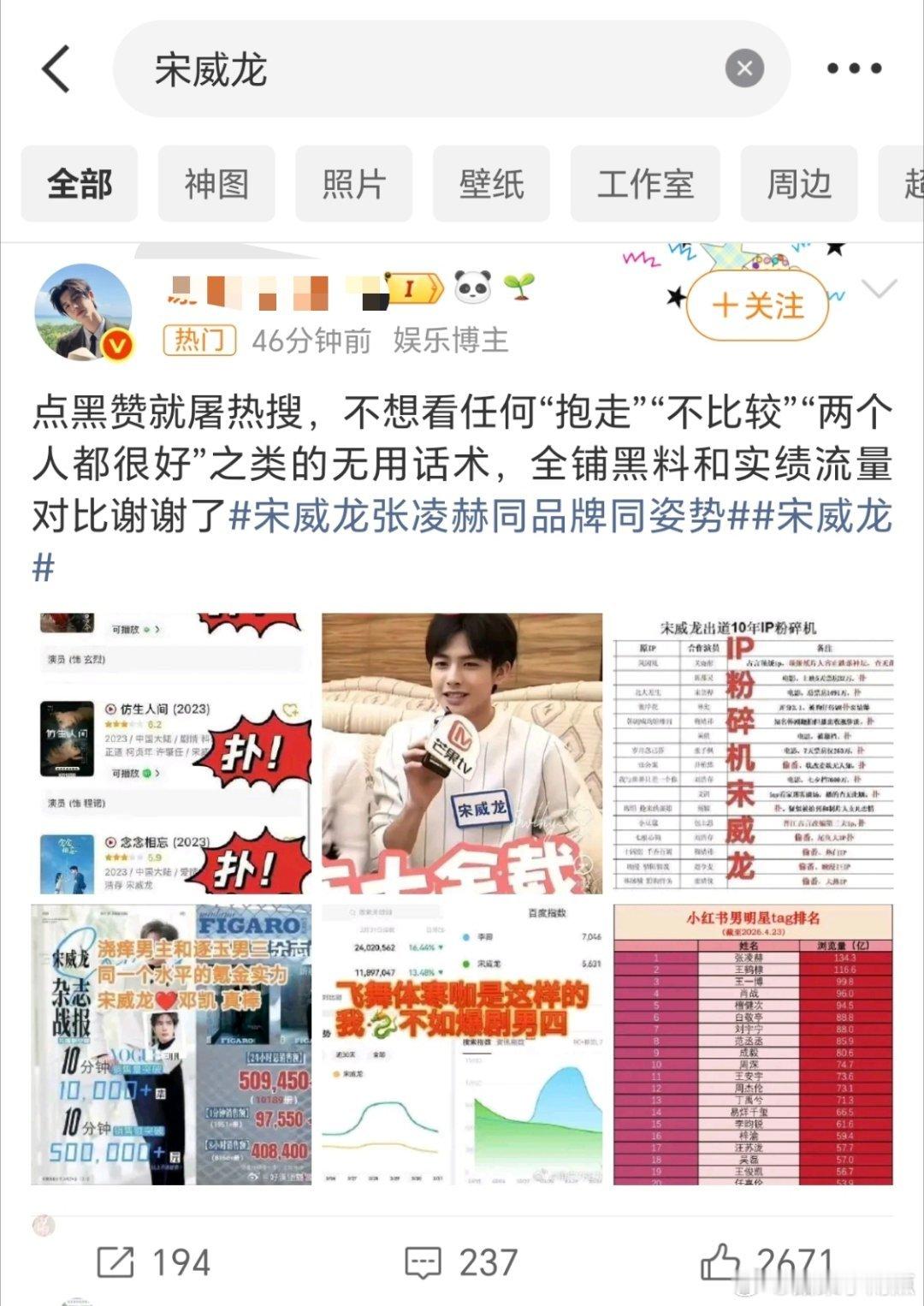 张凌赫粉丝把宋威龙 gc🐰了这两家最近又是比实绩又是比颜值，到底谁捆绑谁啊？?