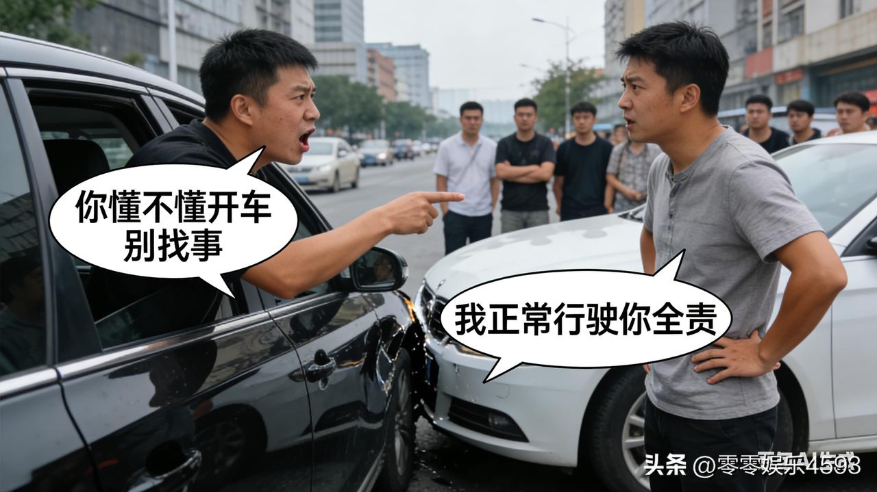 早高峰的十字路口，一辆轿车突然实线插队剐蹭到旁车，女司机下车后不仅不道歉，反而用