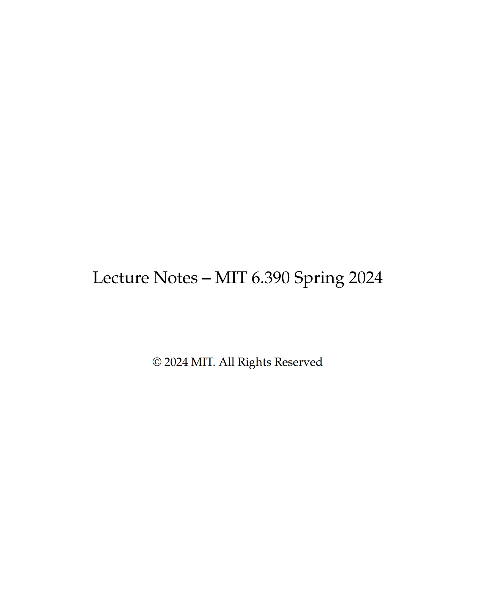 麻省理工学院（MIT）6.390 机器学习导论课程的讲义 (2024 春季版)i