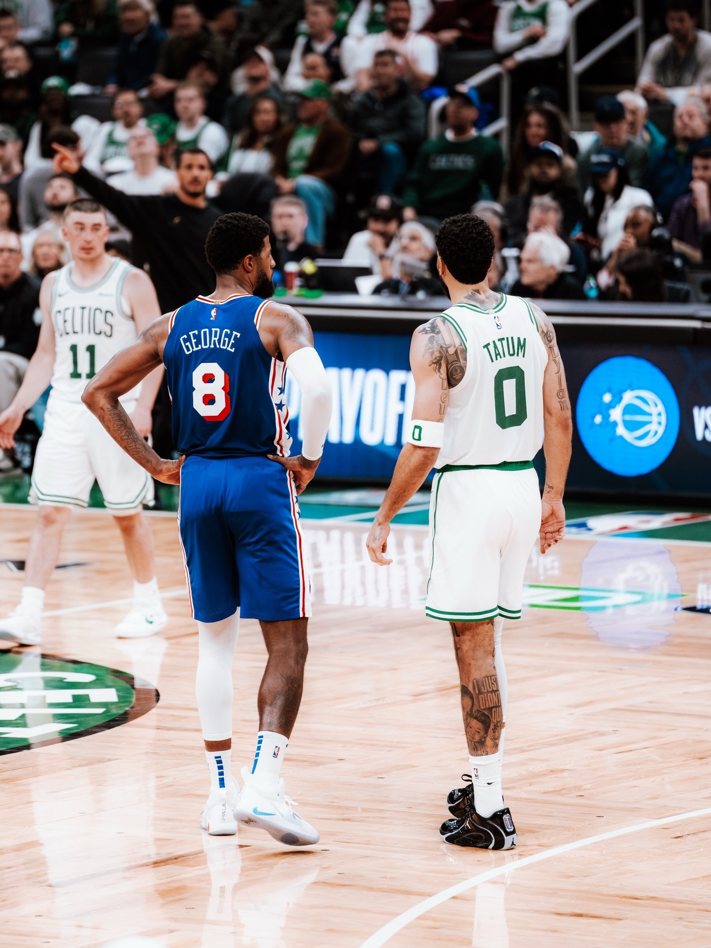 NBA季后赛首轮G1中，凯尔特人主场以123-91大胜76人32分，创队史季后赛