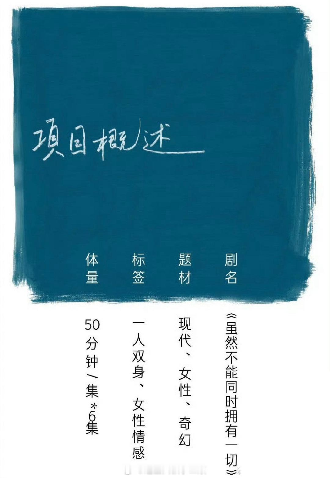 🥝迷你剧《虽然不能同时拥有一切》主演：迪丽热巴、常华森 ​​​