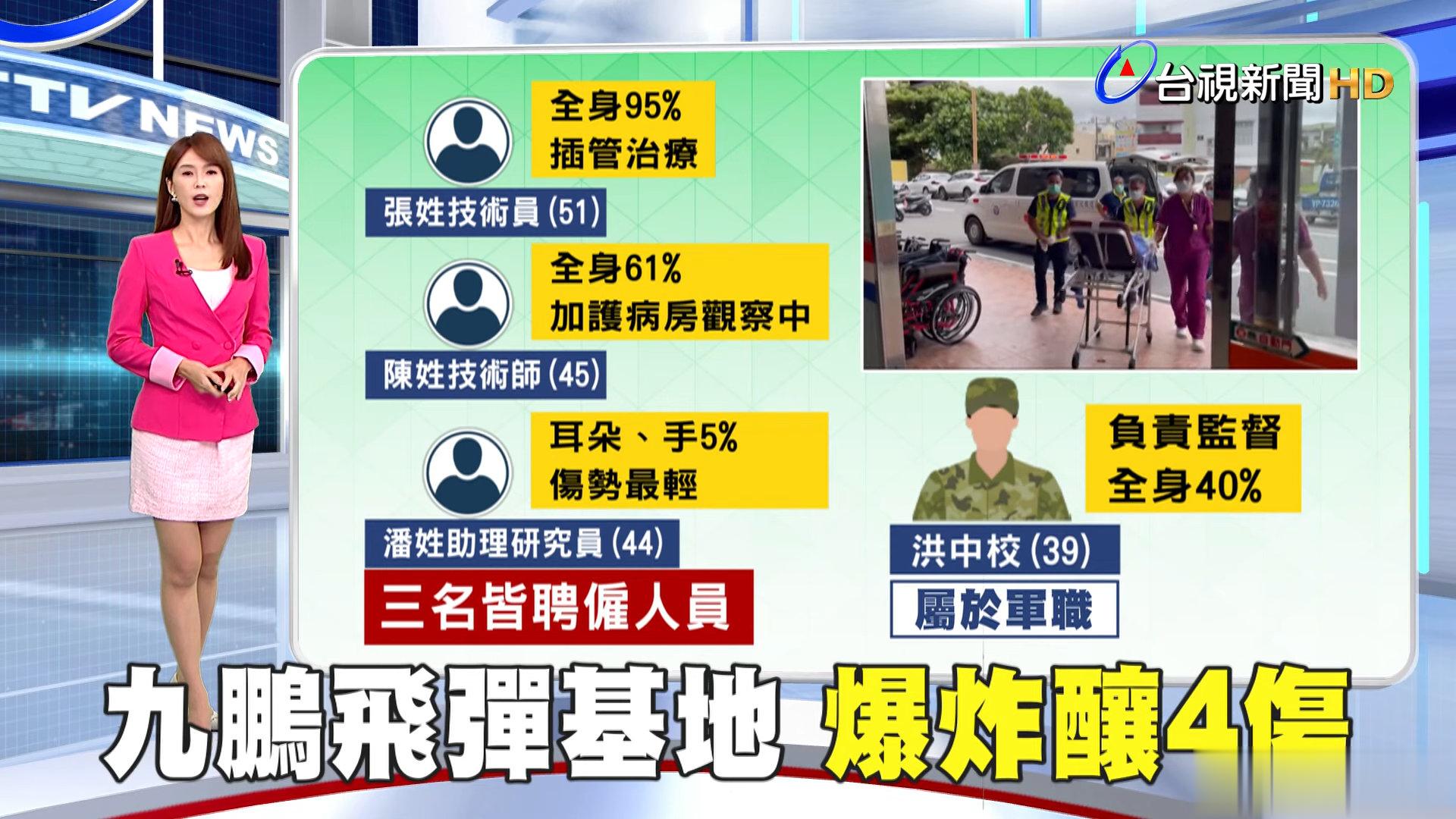 8月3日台湾屏东县满州乡九鹏导弹基地内发生弹药爆炸，4人受伤，其中2人伤势严重，