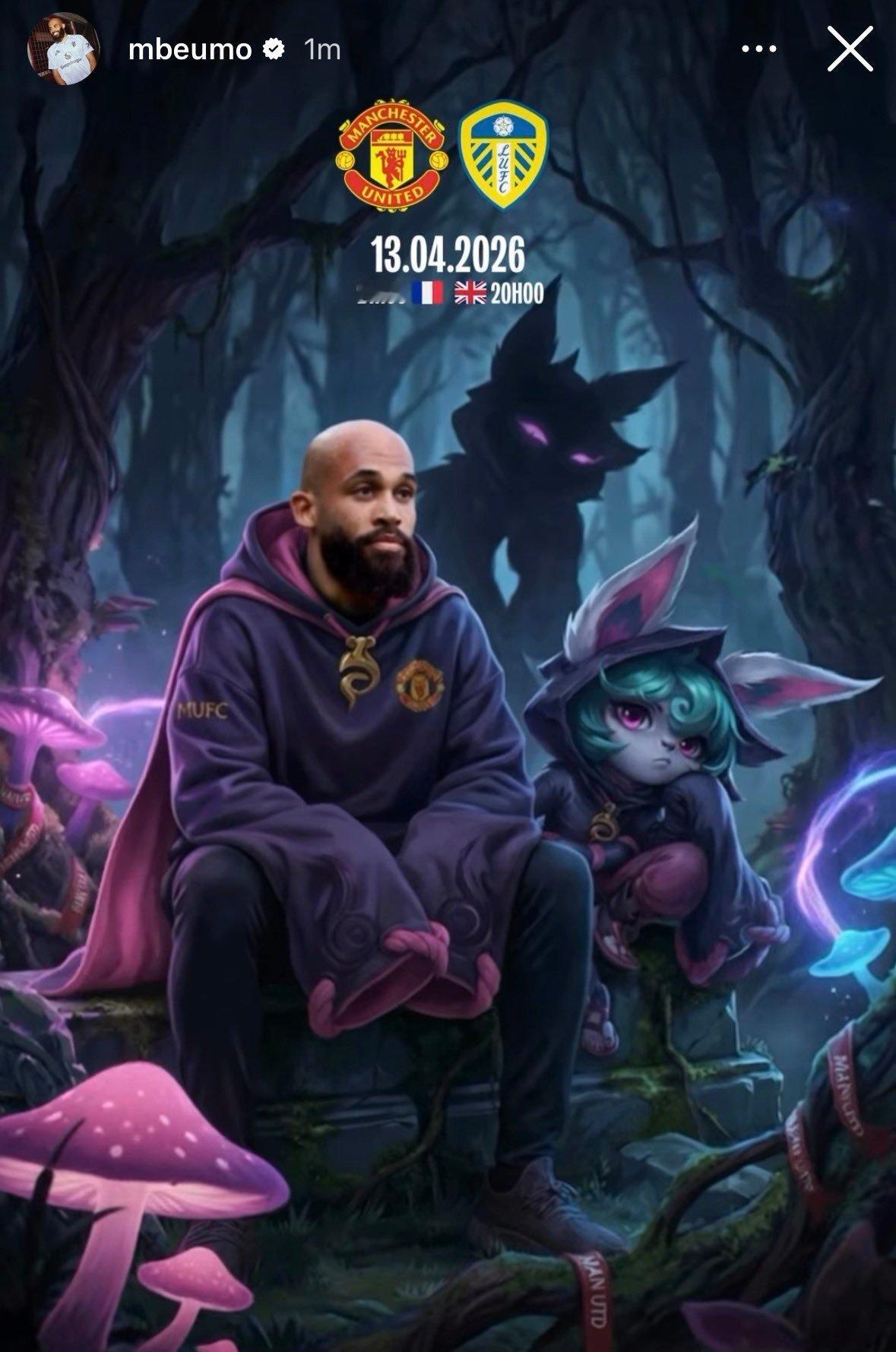 姆伯莫提醒曼联球迷：明天凌晨3点，曼联主场迎战利兹联。曼联