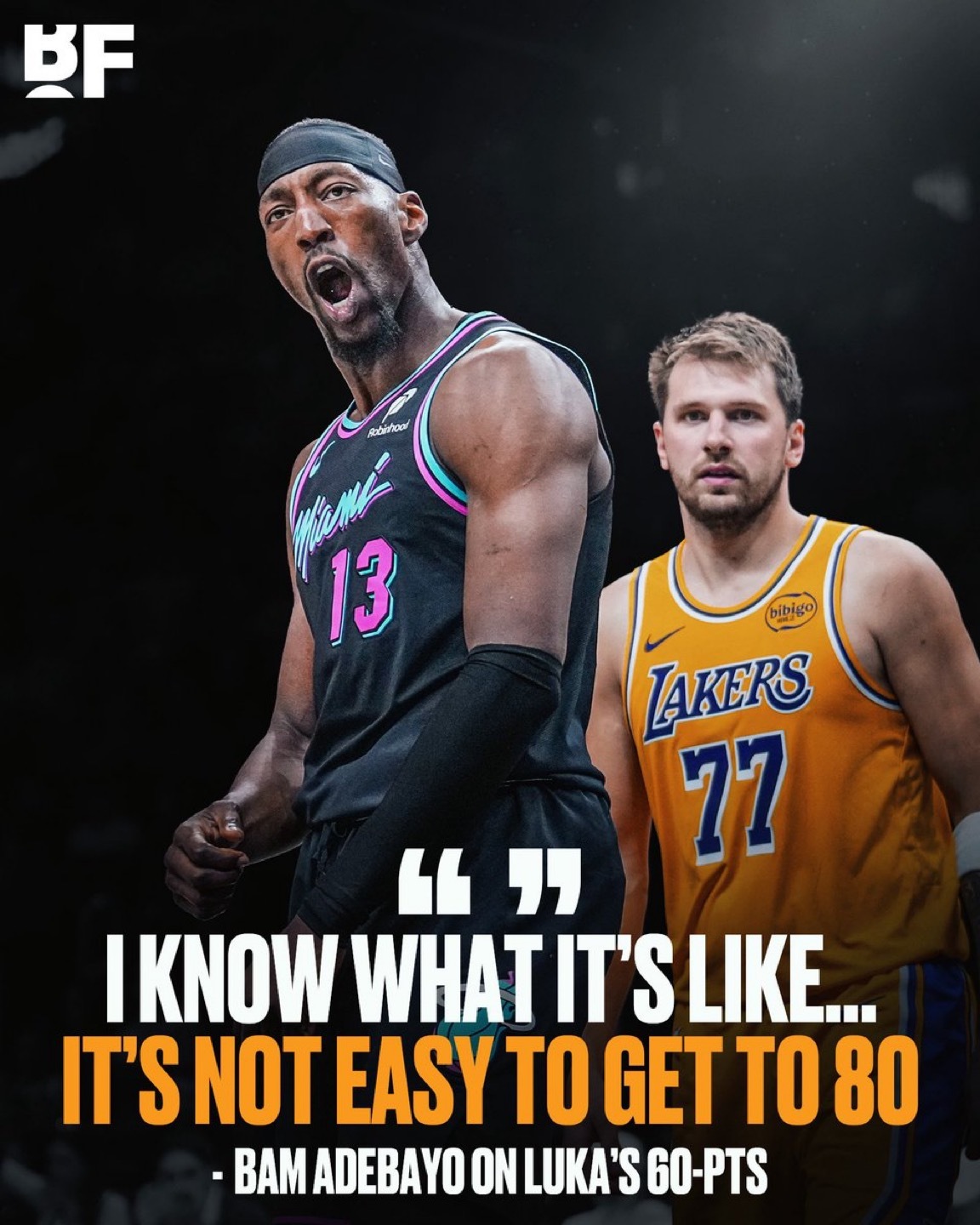 巴姆·阿德巴约在卢卡·东契奇砍下60分后：“我知道那种感觉……正如许多人所看到的