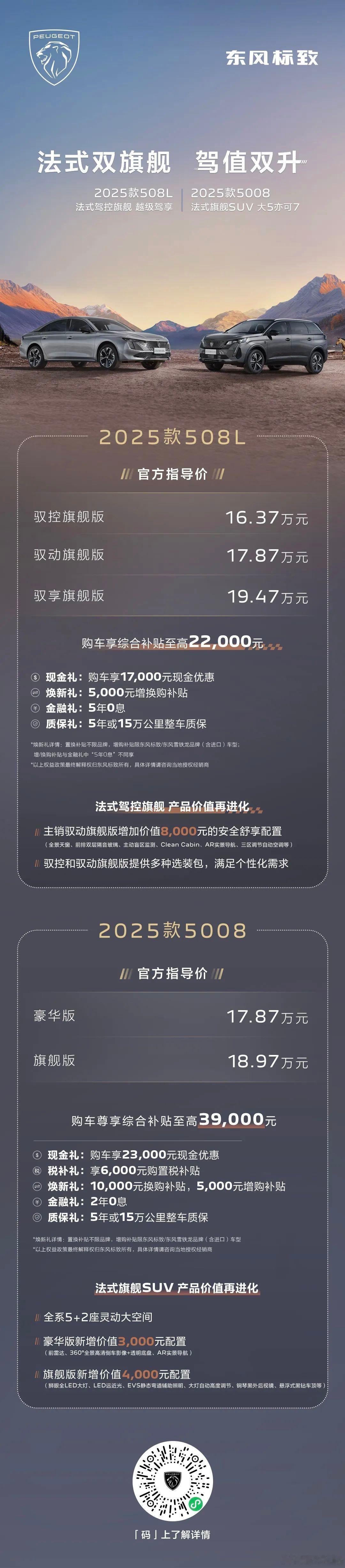 【每人Auto快讯｜2025款东风标致5008和508L车型发布，17.87/1