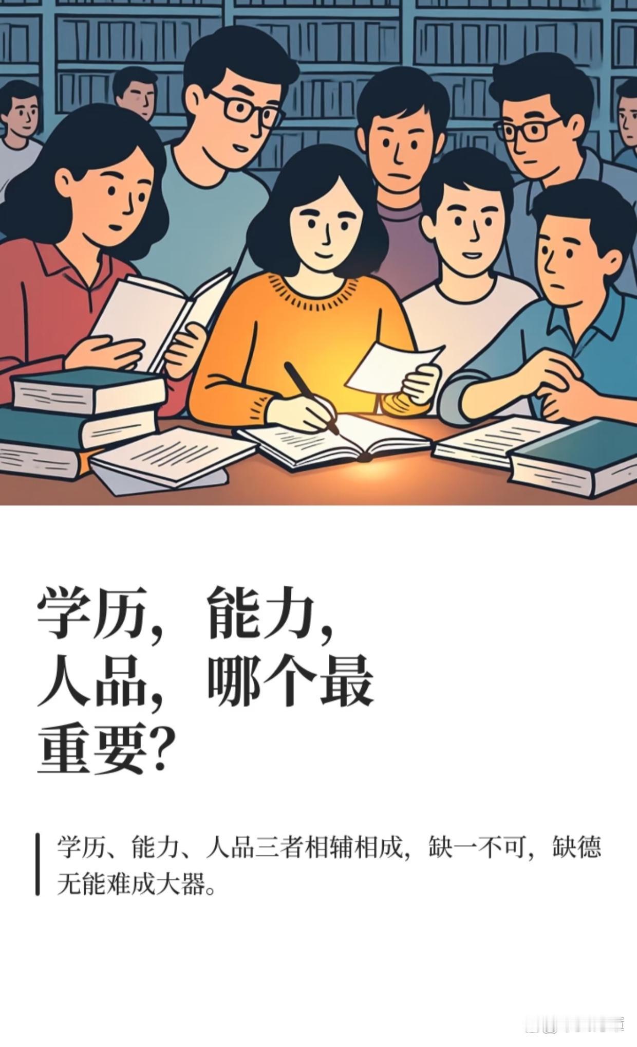 学历、能力、人品哪个最重要？
       我认为人品居首。学历是敲门砖，可带来