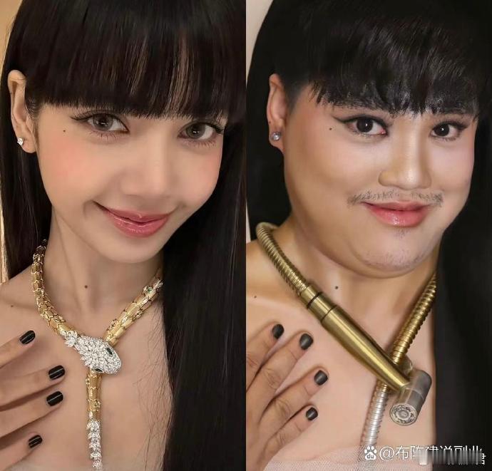 泰国小哥哥模仿Blackpink成员，妆容画得真好，配饰和外套简直就是点睛之笔。