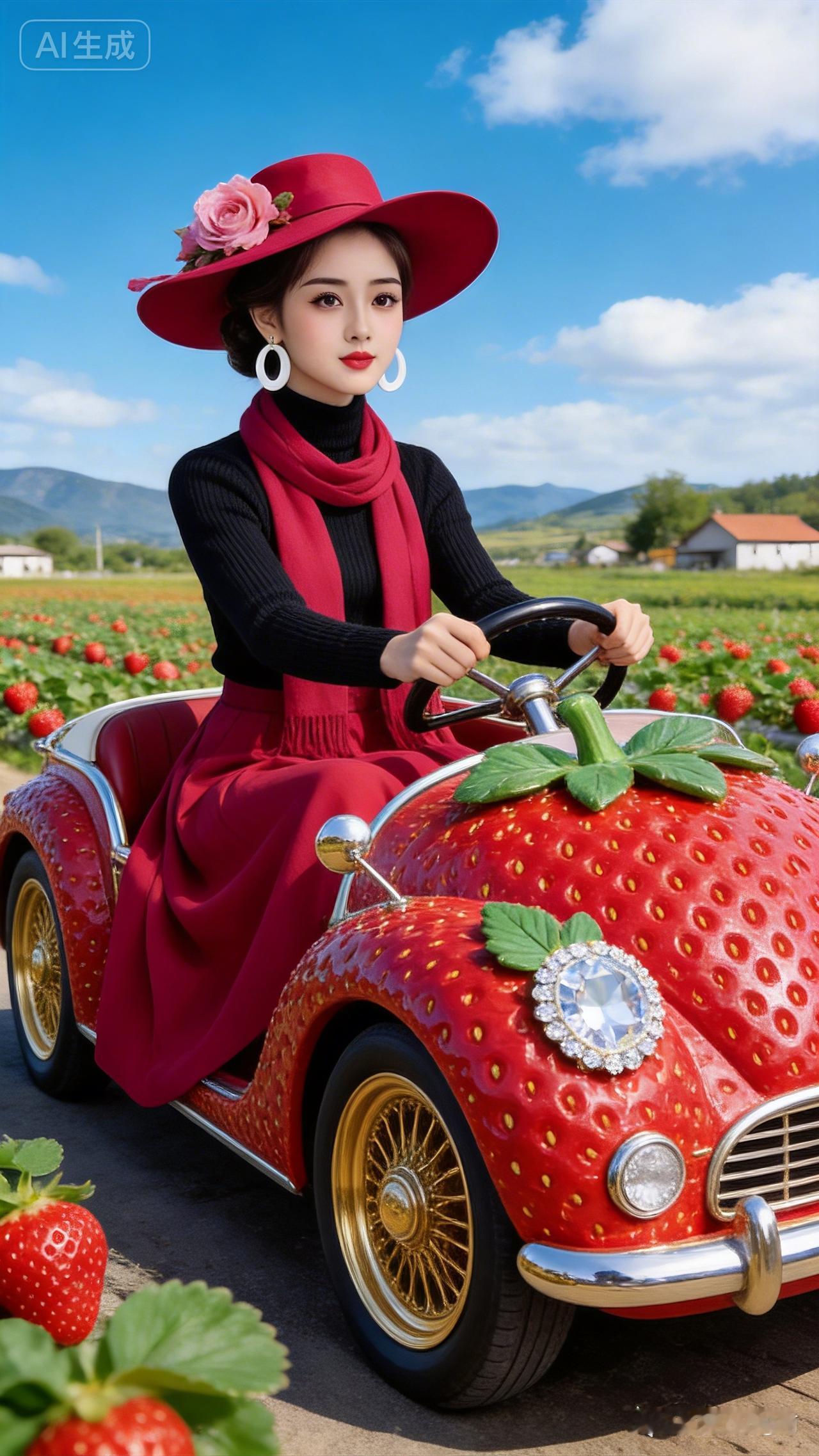 甜美草莓车，带你梦回田园！🍓🚗🌸