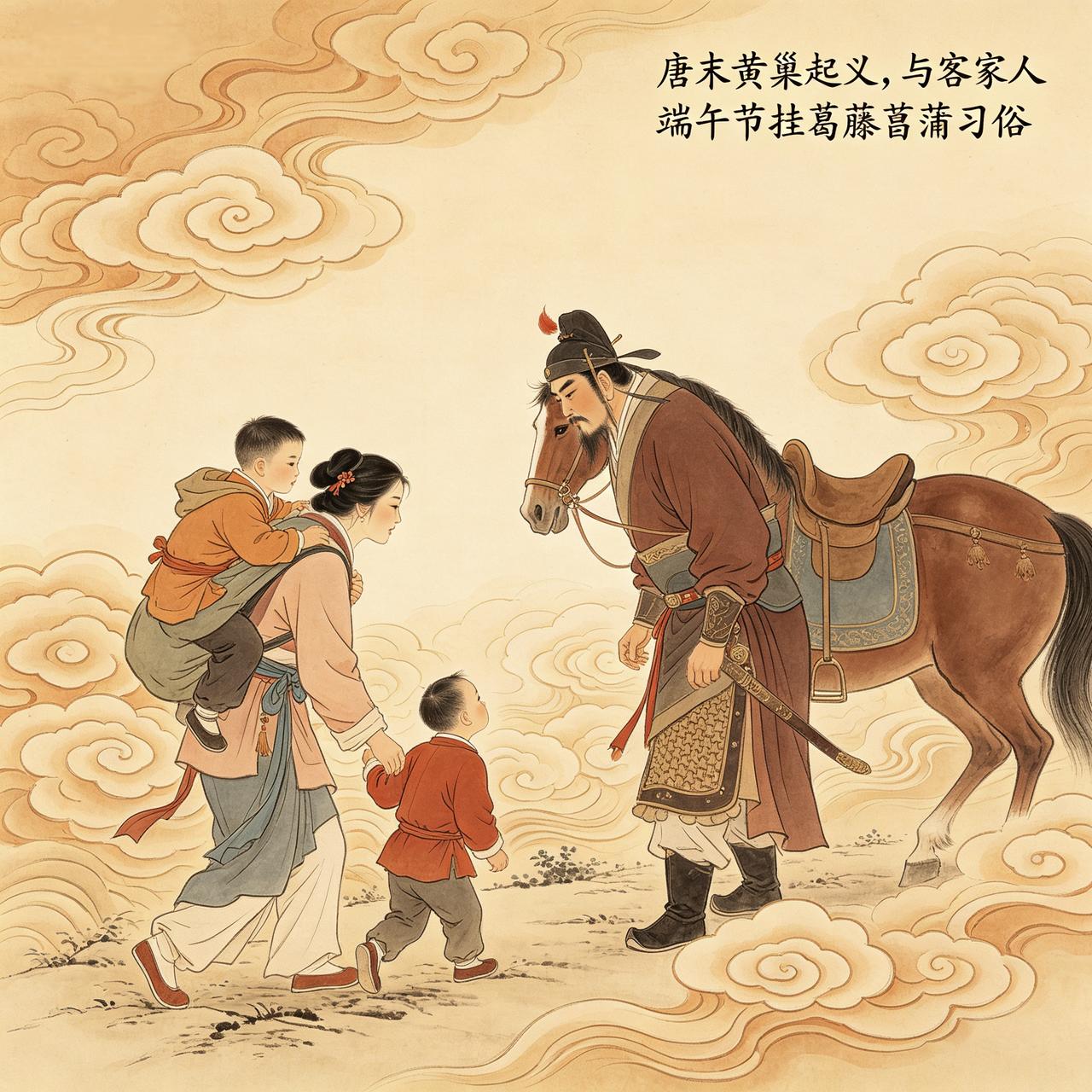 唐朝“安史之乱”和“黄巢起义”，是客家移民南迁历史上的一个重要时期。
端午节挂葛