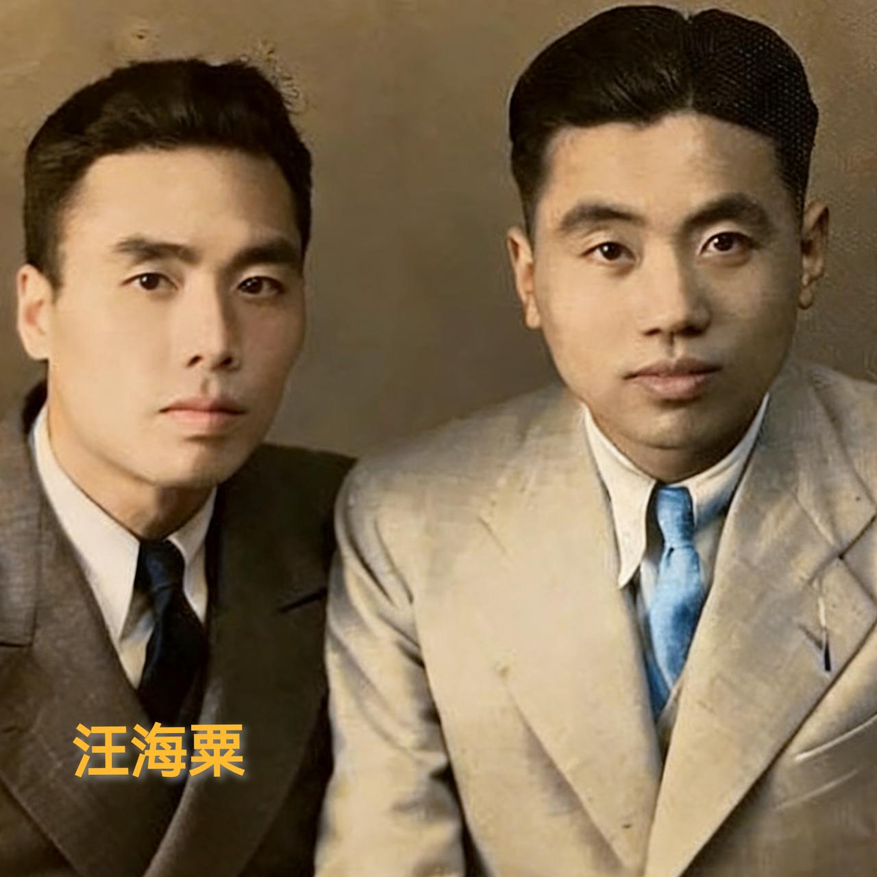 1937年，汪海粟年轻时，一张罕见的留影，当时的他还在同济大学读书，英俊帅气，这
