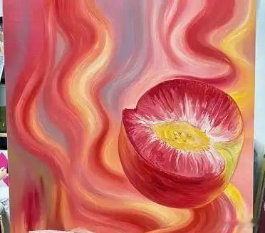 当初王诗龄这幅桃子油画传出在卢浮宫巡展、拍出145万，一下子刷屏全网。可很快就被